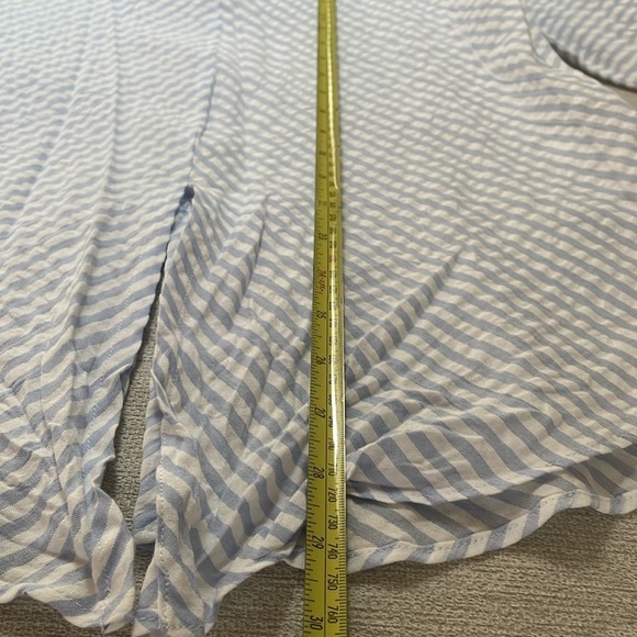 Zara Striped Blue and White Tie Front 3/4 Sleeve Blouse 💯 Cotton Size M - Picture 12 of 13